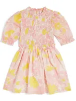 Zimmermann Kids' Puffed-sleeve Floral Dress In Pink