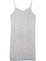 Zunie Kids' Sequin Velvet Party Dress In White/iridescent