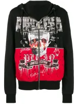 Philipp Plein Rock Hooded Sweatjacket In Black