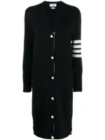 Thom Browne 4-bar V-neck Long Cardigan In Blue