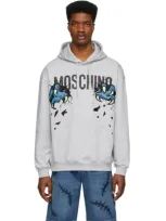 Moschino Logo-print Cotton-jersey Hoodie In Light Grey