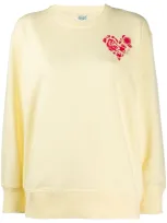 Kenzo Heart Crest-print Sweatshirt In Yellow