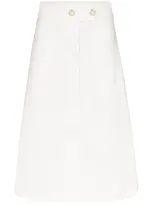 Lee Mathews High Waist Midi Skirt In White