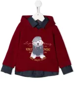 Lapin House Babies' Layered Shirt And Hoodie In Red