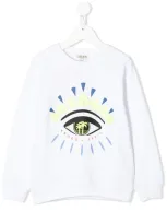 Kenzo Kids' Embroidered Logo Sweatshirt In (optic White)