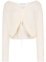 Frame X Imaan Off-the-shoulder Cinched Jumper In White