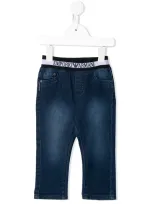 Emporio Armani Babies' Logo-embroidered Straight Jeans In Blue