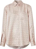 Burberry Juliette Tb Monogram Print Silk Shirt In Pale Copper Pink