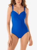 Miraclesuit Razzle Dazzle Siren Twist-front Underwire Allover Slimming One-piece Swimsuit Women's Swimsuit In Delphine Blue