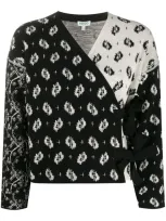 Kenzo Ikat And Urchin Waves Print Cardigan In Noir