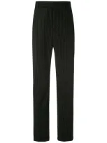 Saint Laurent Pinstripes Tailored Trousers In Black