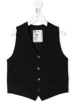 Paolo Pecora Kids' V-neck Single-breasted Waistcoat In Black