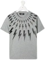 Neil Barrett Kids' Short-sleeved Cotton T-shirt In Grey