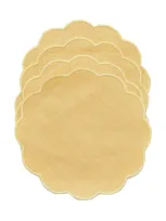 Moda Domus Set-of-fourscalloped Linen Coasters In Yellow