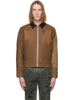 Reese Cooper Tan Waxed Cotton Biker Jacket