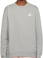 Nike Logo-embroidered Cotton-blend Jersey Sweatshirt In Gray