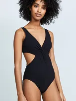 Karla Colletto Basics V-neck Monokini Swimsuit In Black