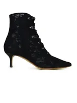 Francesco Russo Lace Boots In Black