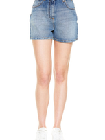 Palm Angels Star Patch Denim Shorts In Blue Brown