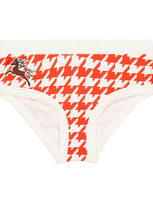 Mini Rodini Kids' Houndstooth Embroidered Bikini Bottoms In Red