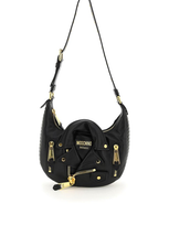 Moschino Logo-plaque Leather Shoulder Bag In Black