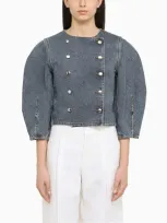 Chloé Double-breasted Recycled-cotton And Hemp-blend Denim Jacket In Blue