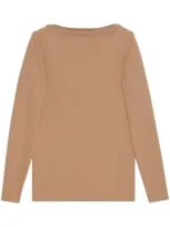 Gucci Cashmere Rib Stitch Top In Brown