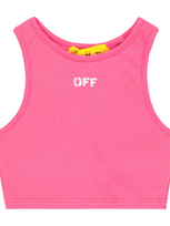 Off-white Kids' Off Stamp Ribbed Crop Top In Pink