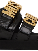 Moschino Logo-detail Leather Sandals In Black