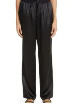 Loulou Studio Somo Drawstring Waist Silk Satin Pants In Black