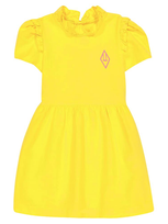 The Animals Observatory Kids' Tortoise Cotton And Linen Dress In Yellow Logo