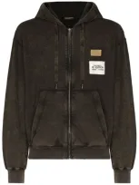 Dolce & Gabbana Logo-patch Zipped Cardigan In Black