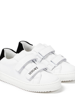 Versace Kids' Logo Leather Sneakers In 白色