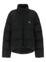 Balenciaga Logo Printed Padded Jacket In Black