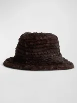 Fabulous Furs Knitted Faux Fur Bucket Hat In Whiskey