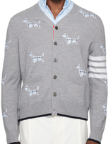 Thom Browne Hector-motif 4-bar Cardigan In Grey