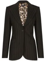 Dolce & Gabbana Pinstriped Single-breasted Blazer In Black