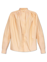 Etro Pleated Cotton Shirt In Orange