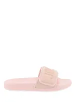 Jimmy Choo Fitz Slides With Lycra Logoed Bang In Pink