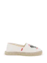 Kenzo Canvas Espadrilles With Logo Embroidery In White